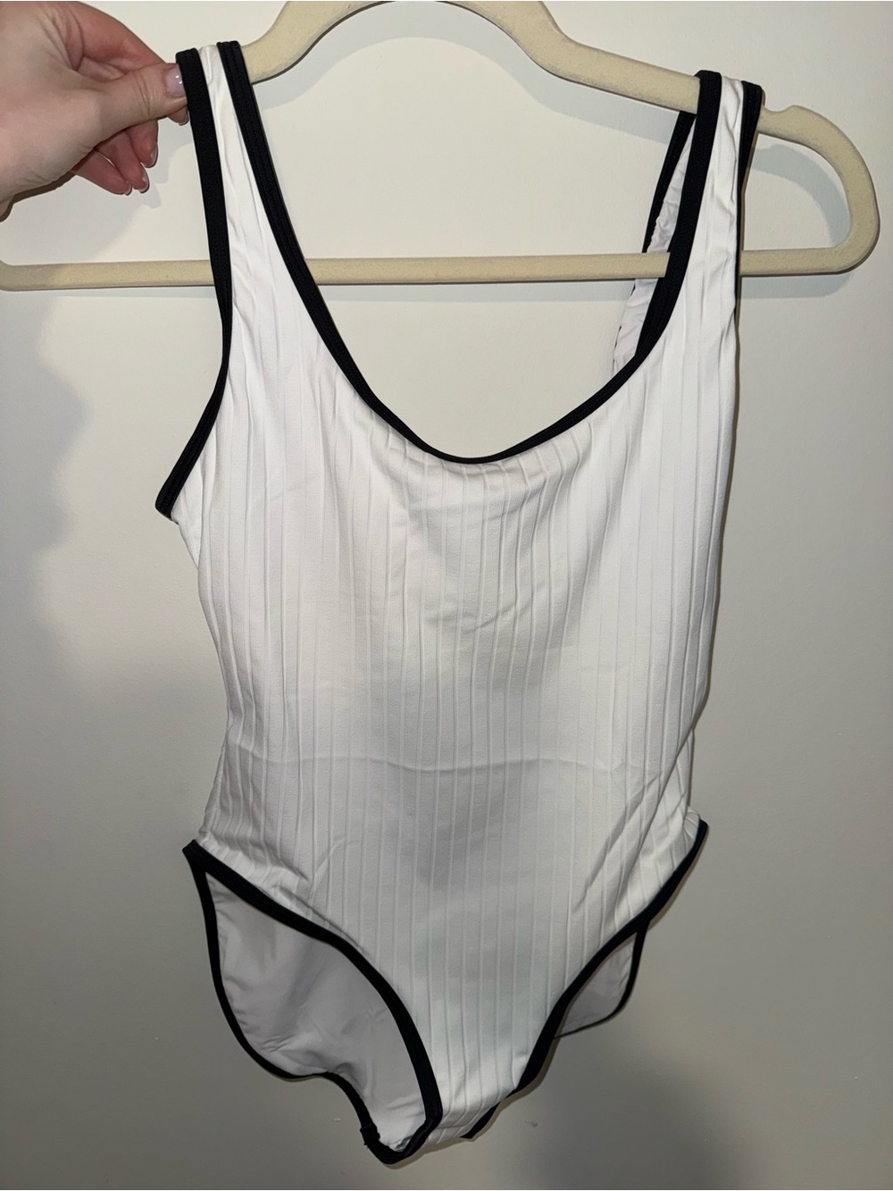 NWT SOLID & STRIPED Annemarie White Ribbed One Piece